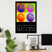 Poster Pop Art Success Motivational Basketball tendance (Bureau à domicile)