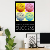 Poster Pop Art Success Motivational Basketball tendance (Bureau à domicile)