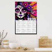 Poster Pop Art Sugar Skull 2025 Calendrier (Cuisine)