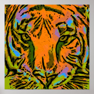 Poster Pop Art TIGER HEAD + votre backgr. & idées