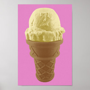 Poster Pop Art Vanilla Ice Crem Cone