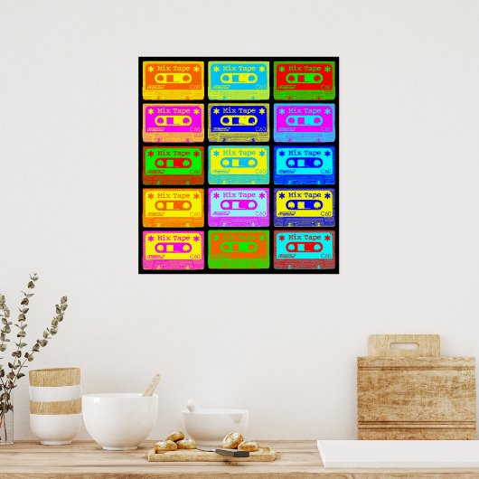 Poster Pop de bande de mélange psychédélique (Cuisine)