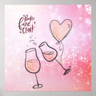 Poster Pop Fizz Clink Champagne Célébration du vin