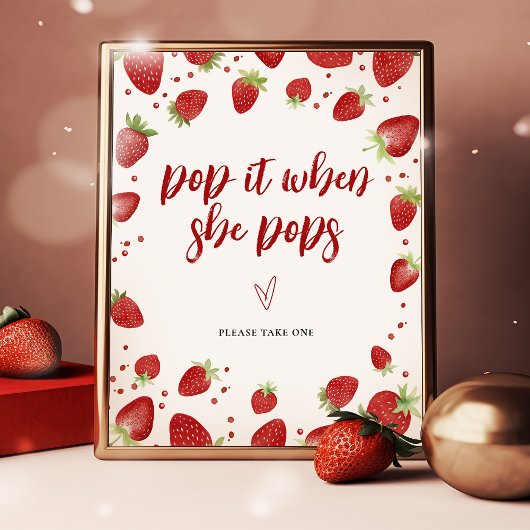 Poster Pop It When She Pops Baby shower Panneau de table