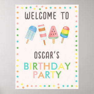 Poster Pop on Over and Chill Icecream Anniversaire de enf