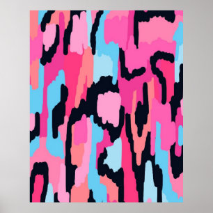 Poster Pop rose Abstrait