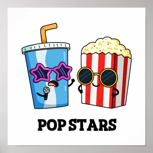 Poster Pop Stars Drôle Soda Pop Popcorn Pun (Devant)