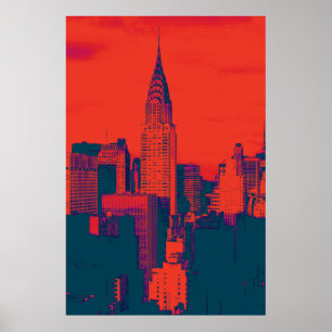 Poster Pop Style Rouge Retro Art New York City