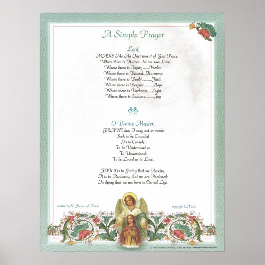 POSTER POPE=ST. PRIÈRE SIMPLE FRANCIS POUR LA PRIÈRE DE P (Devant)