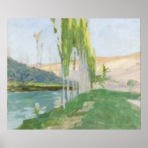 Poster Poplaires Cultivant près d'un cours d'eau