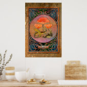 Poster Poppies Art Nouveau en Coppery Mucha Frame (Cuisine)