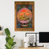 Poster Poppies Art Nouveau en Coppery Mucha Frame (Bureau à domicile)