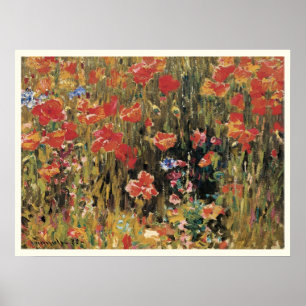 Poster Poppies by Robert Vonnoh, Vintage Impressionism