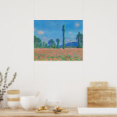 Poster Poppies rouges Ciel bleu par Monet - Champ de pavo (Cuisine)