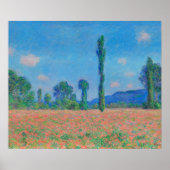 Poster Poppies rouges Ciel bleu par Monet - Champ de pavo (Devant)