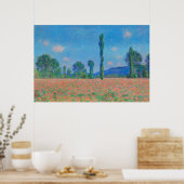 Poster Poppies rouges Ciel bleu par Monet - Champ de pavo (Cuisine)