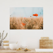 Poster Poppies rouges et orge dorée (Cuisine)