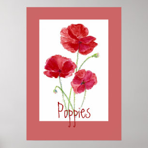 Poster Poppies rouges et roses, Jardin, Fleurs, Floral