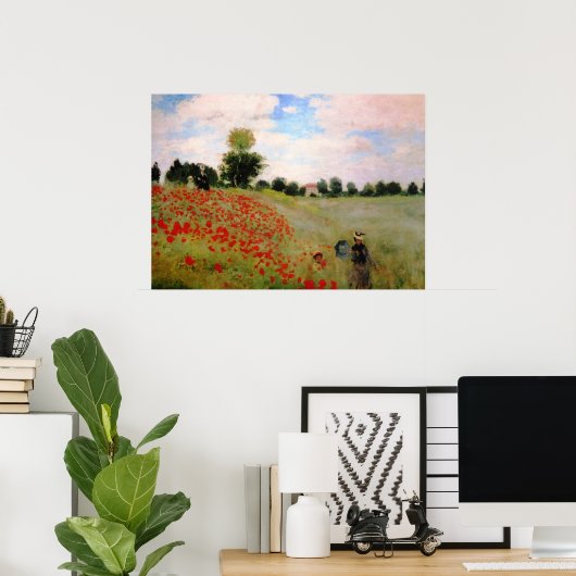 Poster Poppies rouges par Monet - Poppy Field Parasol Fem (Bureau à domicile)