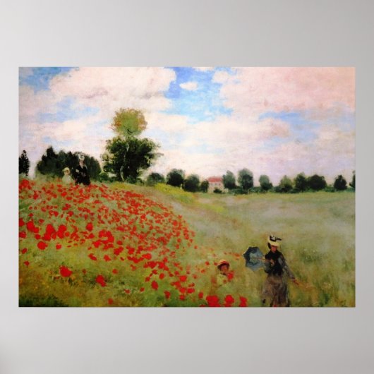 Poster Poppies rouges par Monet - Poppy Field Parasol Fem (Devant)