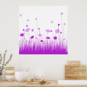Poster Poppies violettes et blanches minimalistes prègnen (Cuisine)
