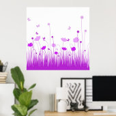 Poster Poppies violettes et blanches minimalistes prègnen (Bureau à domicile)