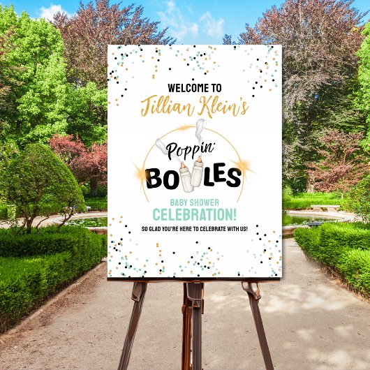 Poster Poppin' Bottles Baby Shower Welcome Sign