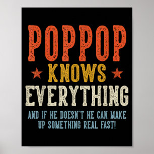 Poster Poppop sait tout fête des pères rétro vintage