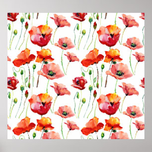 Poster Poppy Blossom : Simple Arrière - plan sans couture