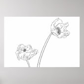 Poster Poppy Botanical Line Art (Devant)