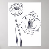 Poster Poppy Botanical Line Art (Devant)