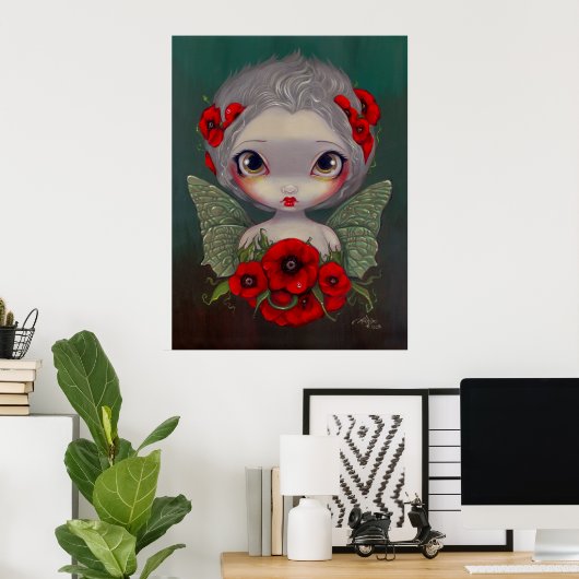 Poster Poppy Fairy big eyic gothic fairy Art Print (Bureau à domicile)