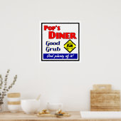 Poster Pop's Diner Retro Restaurant Imprimer (Cuisine)