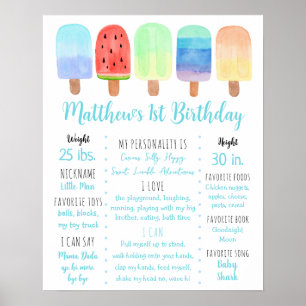 Poster Popsicle Blue Boy Premier anniversaire Jalon