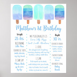 Poster Popsicle Blue Boy Premier anniversaire Jalon