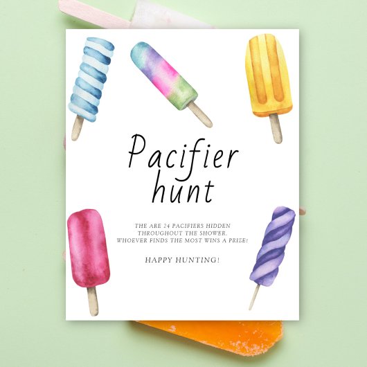 Poster Popsicle - chasse à la suce jeu de baby shower
