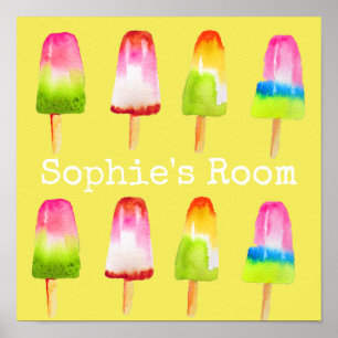 Poster Popsicle ice-block cute food art girl's room