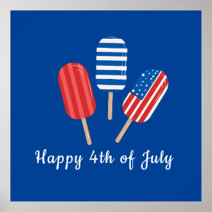 Poster Popsicle Rouge Blanc Bleu Moderne Minimaliste