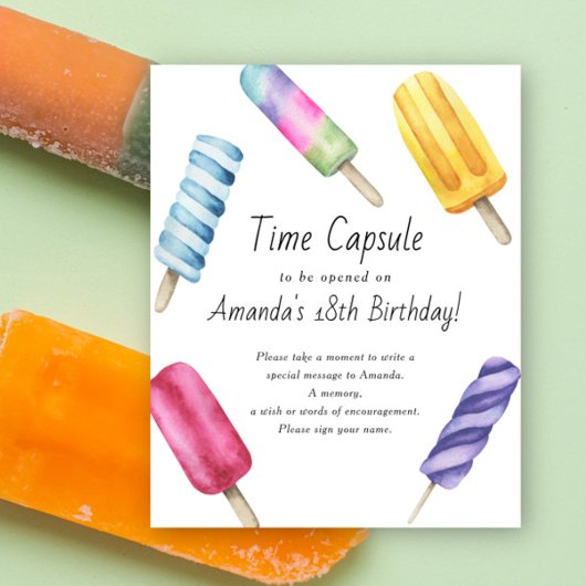 Poster Popsicle Time Capsule 1er anniversaire sans sexe