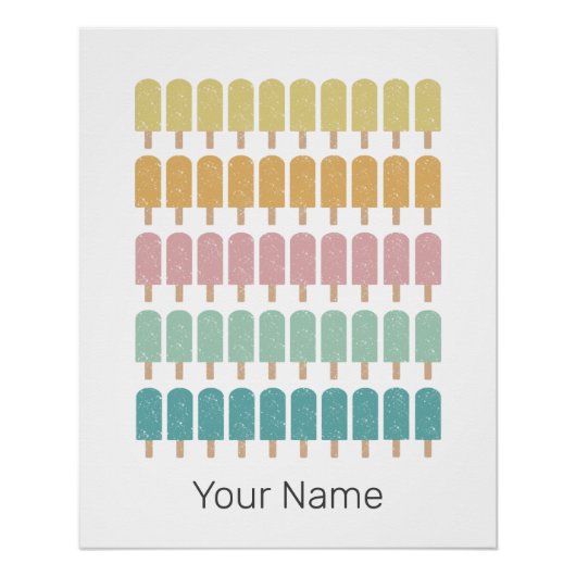 Poster Popsicles Crème de glace Vintage Conception d'été  (Devant)