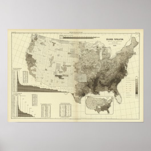 Poster population codée en couleur par comté (Devant)