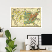 Poster Population Density USA Map 1890 (Bureau à domicile)