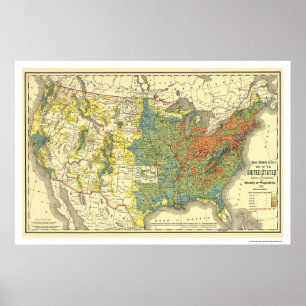 Poster Population Density USA Map 1890