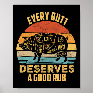 Poster Porc Barbecue Chaque Bouton Mérite Un Bon Cochon B