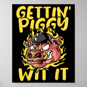 Poster Porc Roast Byrbecue Obtenir Piggy Avec It Bbq