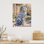 Poster Porcelain Cat Tea Garden (Cuisine)