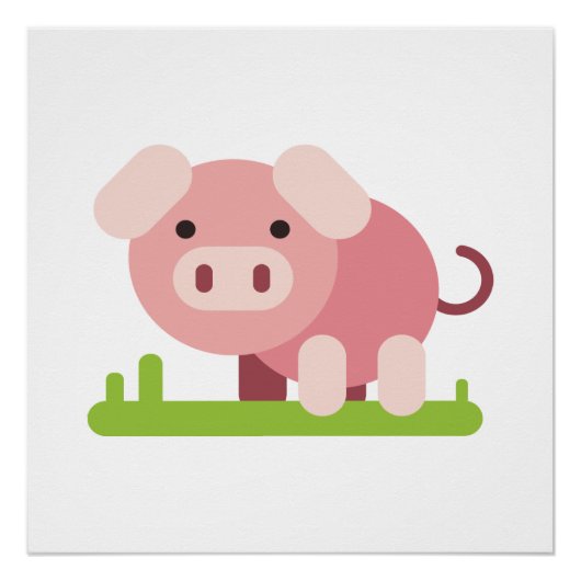 Poster Porcelet rose joyeux (Devant)