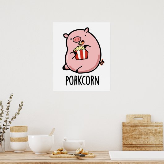 Poster Porkcorn Funny Popcorn Pun (Cuisine)