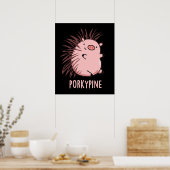 Poster Porky pine Funny Porcupine Pig Pun Dark BG (Cuisine)