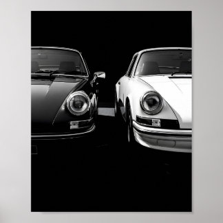 Poster Porsche 911 Classique Duo Noir et Blanc